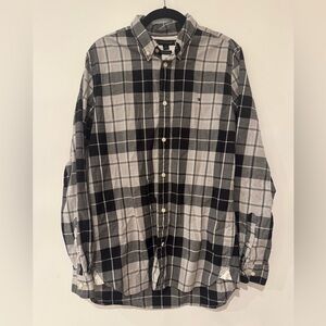 Tommy Hilfiger Men's Black and White Plaid Shirt